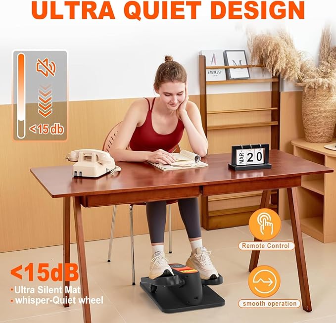HOTSWEAT Under Desk Elliptical Machine, Ellipse Leg Exerciser as Seen on TV for Seniors with Remote Control, Portable Electric Seated Pedal Exerciser with 12 Speed Levels for Home Office