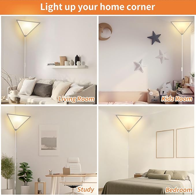 Easy Installation Corner Light with Linen Shade, 2 Pack Corner Lights for Living Room, Space-Saving Plug in Ceiling Light with Switch, Modern Apartment Lighting for Bedroom, Office, Study