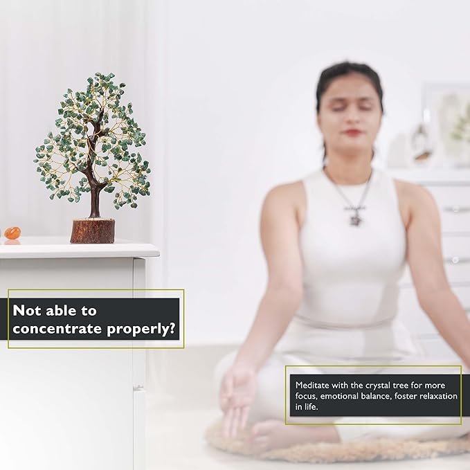 FASHIONZAADI Green Aventurine Crystal Tree, Crystals and Stones, Gem Tree, Healing Gemstones and Crystals Home Decor, Meditation Decor, Spiritual Gifts for Women, Good Luck Gift