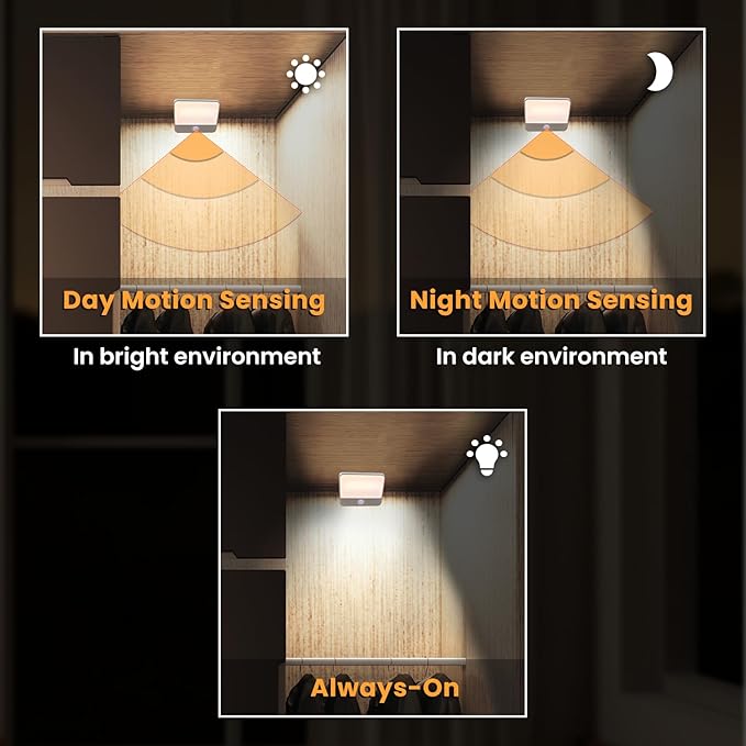 Motion Sensor Light Indoor Rechargeable, Battery Night Light 2000mAh, Motion Activated Night Lights Stick on 2 Pack, Dimmable Stair Lights for Bathroom, Hallway, Kitchen, Traveling