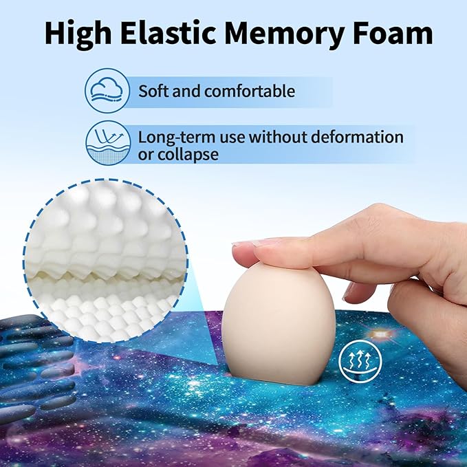 Ergonomic Mouse Pad with Wrist Rest Support, Mousepad with Comfortable Memory Foam Wrist Rest and Non-Slip PU Base for Pain Relief, Computer, Laptop, Office, Home (Starry Sky)