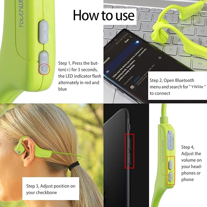 Bone Conduction Headphones Bluetooth Wireless Open Ear Headset Multipoint Connection Waterproof Sports Headphones for Workouts Running Walking Cycling Fitness Fishing Yoga