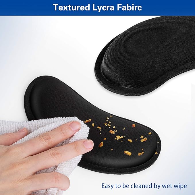 Mouse Wrist Rest, Canjoy 2 Pack Memory Foam Soft Fabric Mouse Wrist Rest Pad Support Cushion with Anti-Skid Rubber Base,Ergonomic Pain Relief Mouse Hand Rest (Black)