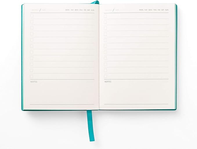 Daily to Do Checklist Notebook, Task Management, Organizer Planner, Hardcover, Ribbon Bookmark, 4.1 x 5.8”, A6 size, 110 Sheets (Blue)