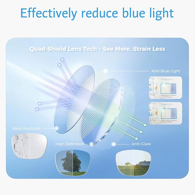 ANRRI Blue Light Glasses Men Anti Eyestrain Oversized Computer Gaming Eye Protection Square Glasses Women Black