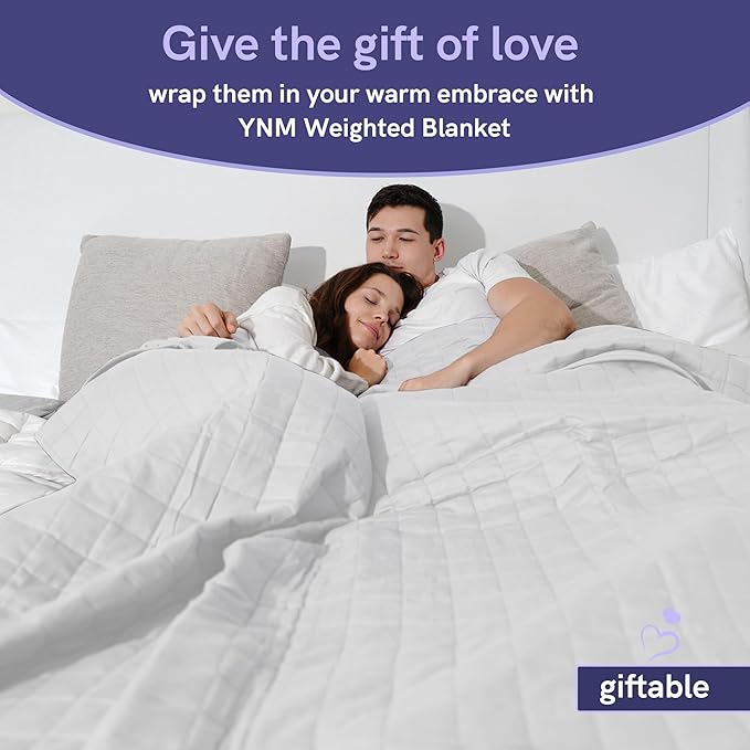 YnM Exclusive Cooling Weighted Blanket — Smallest Compartments Cooling Nylon/PE with Premium Glass Beads (Light Grey Quill, 88"x104" 25lbs) Suit for Two Persons of 110~190lbs, Use on Queen or King Bed