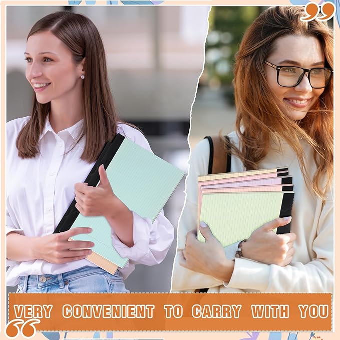 Lincia 12 Pcs 11" x 9.5" Legal Pads College Ruled Notepad Landscape Notebook Horizontal Lined Notebook 80 Gsm Assorted Colors Paper Pastel Writing Pads for School Office, 40 Sheet (Macaron Color)