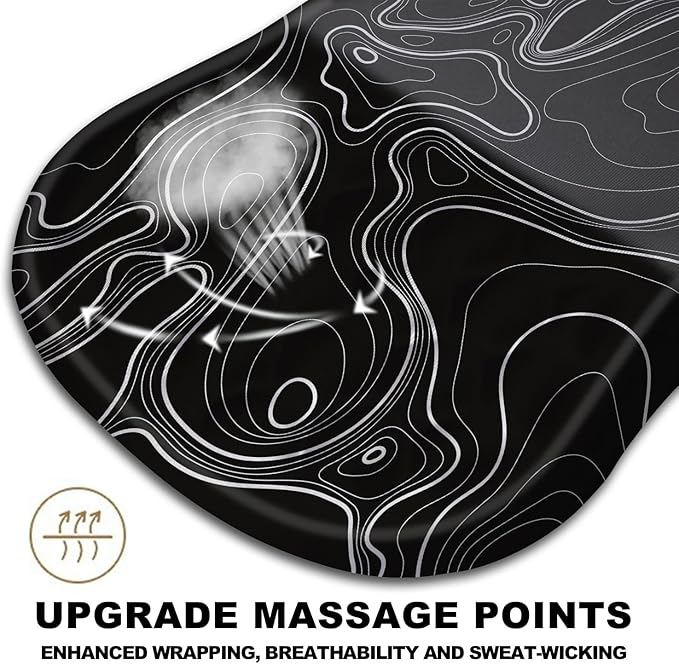 Ergonomic Mouse Pad with Massage Dot, Comfortable Computer Mouse Pad for Laptop, Wrist Rest Pain Relief, Non-Slip PU Base, Black, 12 x 8 in