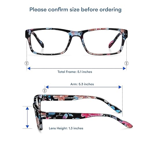Readerest 1.5 Blue Light Reading Glasses - Lightweight Computer Glasses - Eye Strain, UV Glare Protection (Floral)