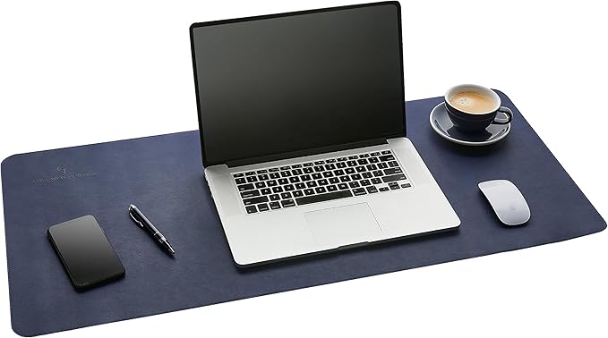 Gallaway Leather Desk Mat,Desk Writing Pad - Office Desk Pad, Large 36" x 17" Navy Blue, Desk Mats on Top of Desks, Gift Ready Elegant Computer Desk Mat Desk Cover Desk Pad Protector PU Leather