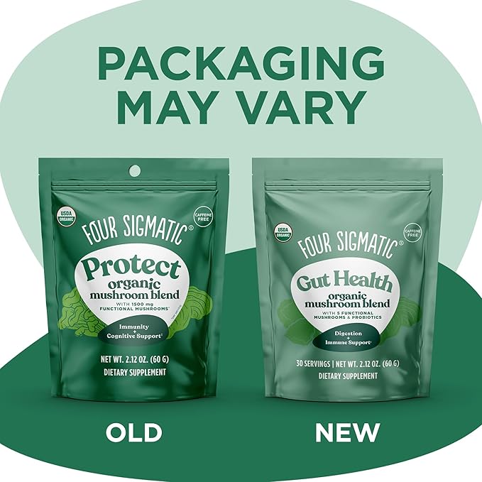 Four Sigmatic Gut Health Mushroom Blend | Organic Mushroom Powder Complex with Turkey Tail, Lion’s Mane, Cordyceps, Chaga, Probiotics and More | Natural Immune Support Supplement | 30 Servings