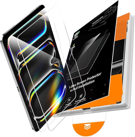 PandaShield 2-Pack Screen Protector for iPad Pro M4 [11 inch] 7th Gen.(2024),9H+ Tempered Glass film with Easy-Install box,Apple Pencil Compatible,Bubble Free,HD Clarity,Scratch Resistant