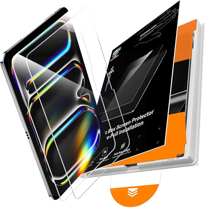 PandaShield 2 Pack Screen Protector for iPad Pro M4 [13 inch] 7th Gen.(2024),9H+ Tempered Glass film with Easy-Install box,Apple Pencil Compatible,Bubble Free,HD Clarity,Scratch Resistant