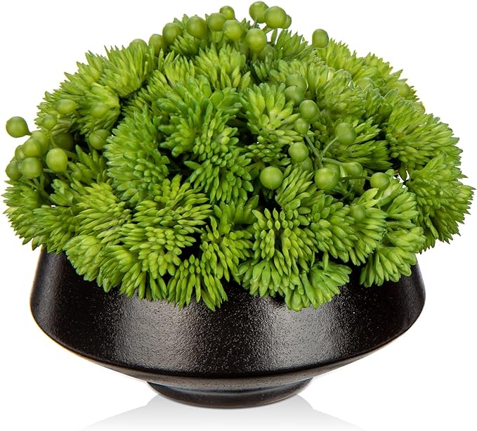 Briful Succulents Plants Artificial in Ceramic Pots Fake Succulent Arrangement with Black Bowl Planter Large Faux Succulent Plants for Home Bathroom Shelf Desk Table Indoor Decor