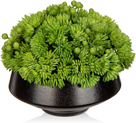 Briful Succulents Plants Artificial in Ceramic Pots Fake Succulent Arrangement with Black Bowl Planter Large Faux Succulent Plants for Home Bathroom Shelf Desk Table Indoor Decor