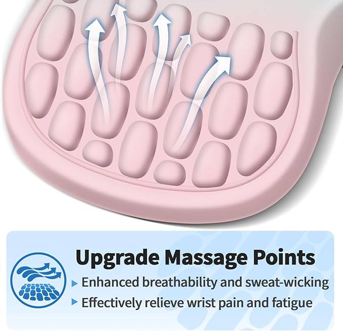 Ergonomic Mouse Pad with Wrist Rest Support, Mousepad with Comfortable Memory Foam Wrist Rest and Non-Slip PU Base for Pain Relief, Computer, Laptop, Office, Home (Blue and Pink Contrast)