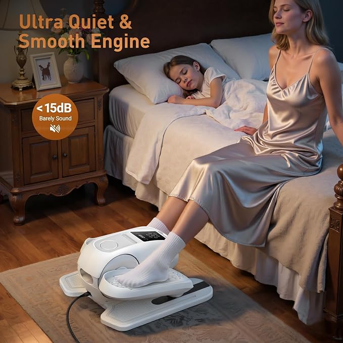 Under Desk Elliptical Exercise Machine,Ellipse Leg Exerciser as Seen on TV,12 Speeds Leg Exerciser While Sitting for Seniors, Portable Electric Seated Foot Pedal Exerciser for Home Office