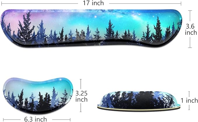 Dapesuom Enlarge Keyboard Wrist Rest, Memory Foam Wrist Cushion for Desk Mats Support, Cute Typing Pain Relief Keyboard Mouse Pad Rests Set with Non-Slip Base for Gaming Laptop Office Computer, Forest