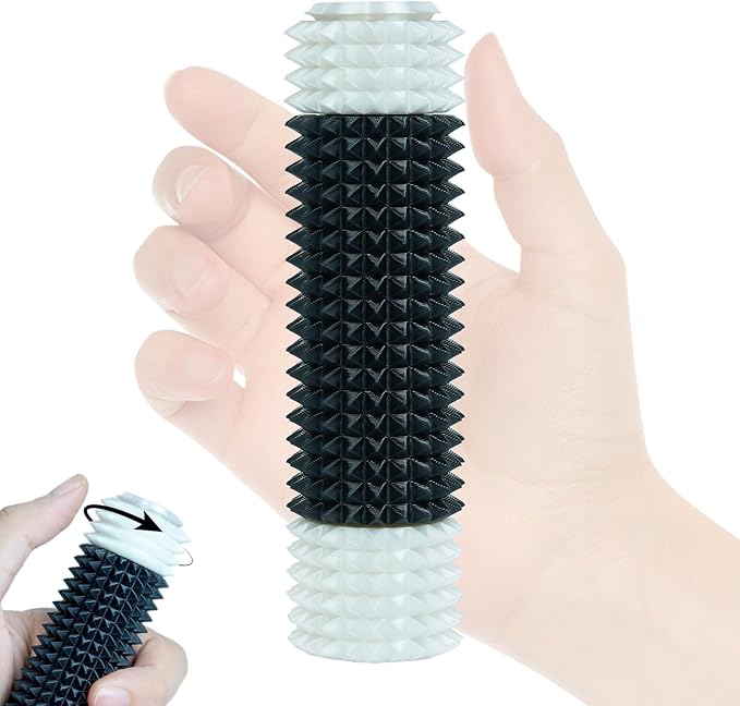 Little Pain Stim Ouchies Fidget Toys for Adults,3D Printed Spiky Pain Stim, Sensory Fidget for Stress & Anxiety Relief, ADHD, Autism,Office Desk Toys (White Black)