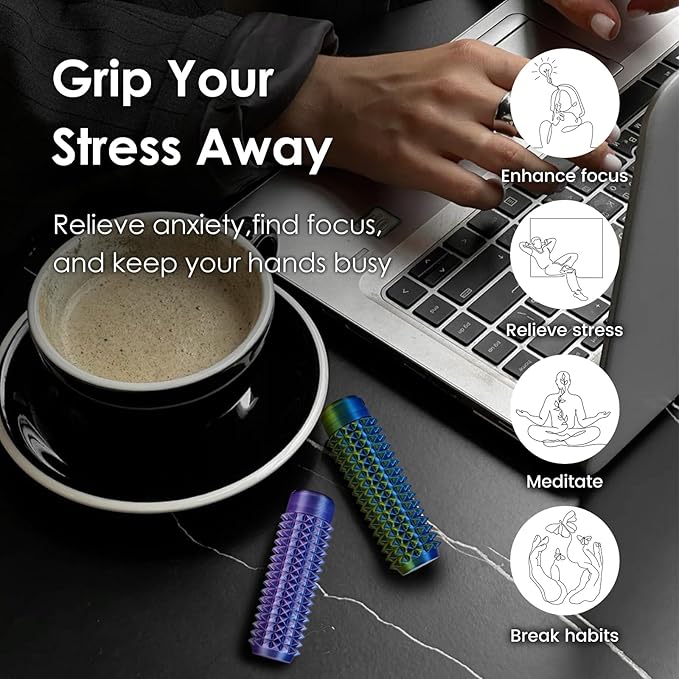 Lisgicabin Little Ouchies Pain Fidget, Pain Stim Fidget for Adults, Spiky Sensory Stim Tool for Anxiety and Stress Relief(2 Pack BlueGold + BluePurple)