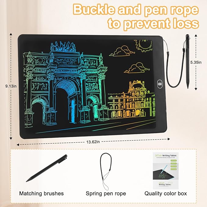 LCD Writing Tablet for Kids & Adults, Etch a Sketch Travel Essentials - 16 Inch Black