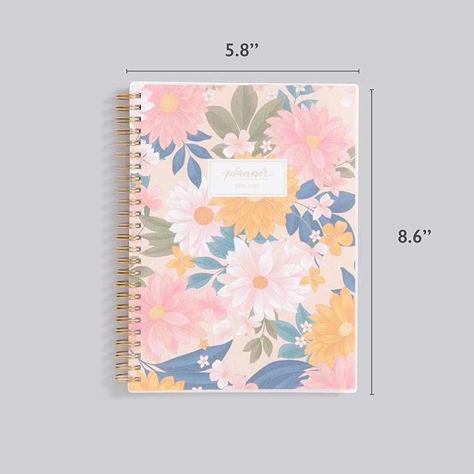 Blue Sky 2024-2025 Academic Year Weekly and Monthly Planner, 5" x 8", Flexible Cover, Wirebound, Daisy Garden (150668)