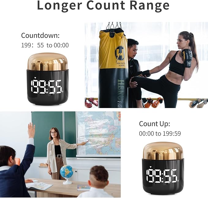 Digital Kitchen Timer,Countdown Countup Timer with Large LED Display Volume Adjustment,Timer for Cooking, Classroom Time for Kids and Teachers. (Gold)