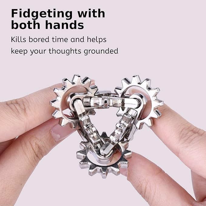 Infinity Gear Fidget Toy, Cool Sensory Solid Metal Never Ending Figette Toys, Adults Fidget Toys, Keep Fingers/Hands Busy, Relieve Stress Anxiety, Promotes Focus Avoid Bad Habits