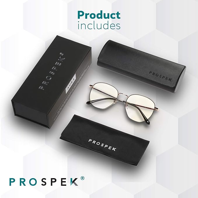 Prospek Blue Light Blocking Glasses for Women Oversized I Lightweight Titanium Frame for Computer with Anti-glare to Reduce Eyestrain I AURA