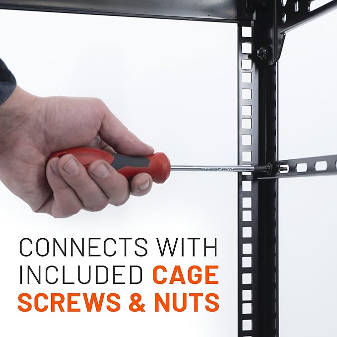 ECHOGEAR Rack Cable Management Tie Bar Kit - Includes 4X 1U Tie Bars, 24 Zip Ties, 8 Cage Nuts, & 8 Screws - Works with 19" Open Frame Racks & Enclosures