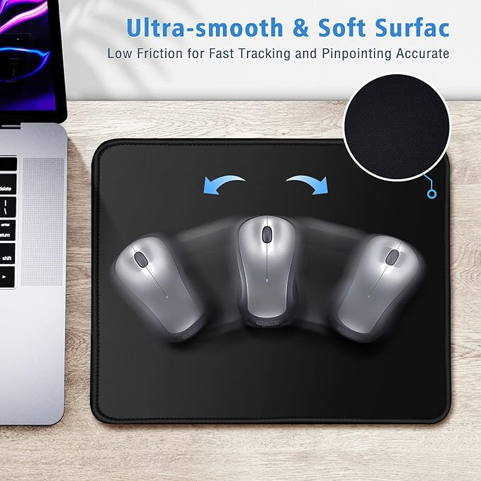 Gimars 3 Packs Mouse Pad with Stitched Edge, Ultra-Smooth Surface Mouse Pads with Anti-Slip Rubber Base, Washable, Waterproof & Soft Mouse Pads for Computers, Laptop, PC, Office & Home