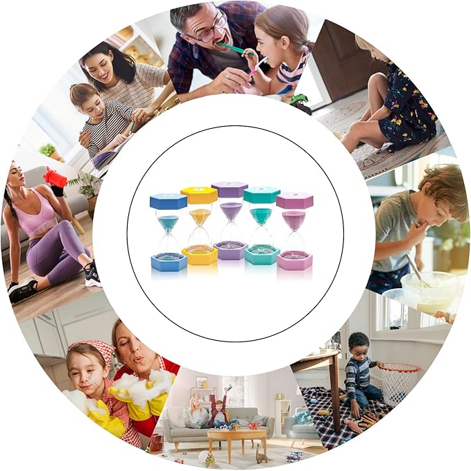 5 Pcs Marcaron Colorful Hourglass, Sand Timers, Acrylic Hourglass Timer, 3/5/10/20/30 Minutes Sandglass for Classroom, Home, Kitchen, Office Decoration