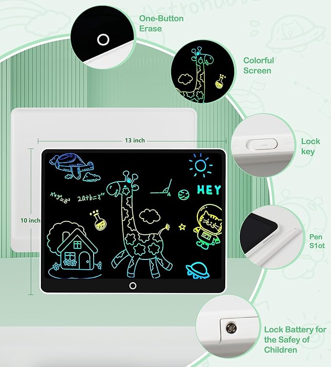 LCD Writing Tablet Doodle Board, 16inch Colorful Drawing Tablet Writing Pad, Kids Travel Essentials, Toddler Toys for 3 4 5 6 7 8 Year Old Girls Boys- Christmas and Birthday Gifts