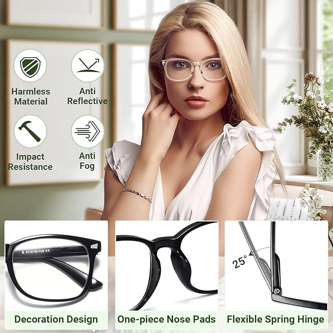 CCVOO Reading Glasses for Women/Men, Eyeglasses, Blue Light Readers for Women/Men, Computer Eye Glasses, Cheaters