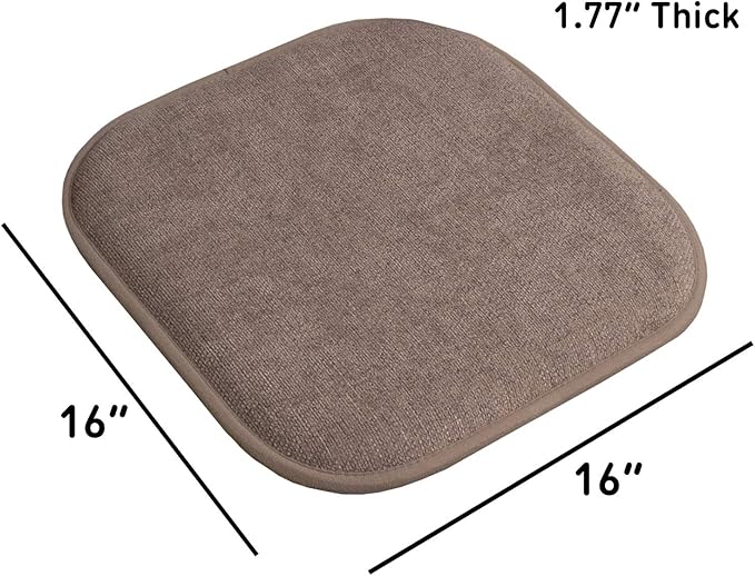 Sweet Home Collection Chair Cushion Memory Foam Pads Honeycomb Pattern Slip Non Skid Rubber Back Rounded Square 16" x 16" Seat Cover, 6 Pack, Alexis Chocolate