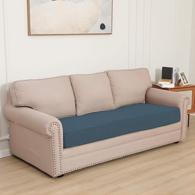 Easy-Going Stretch Cushion Cover Sofa Cushion Furniture Protector Sofa Seat Sofa Slipcover Sofa Cover Soft Flexibility with Elastic Bottom(Oversized Sofa Cushion, Bluestone)