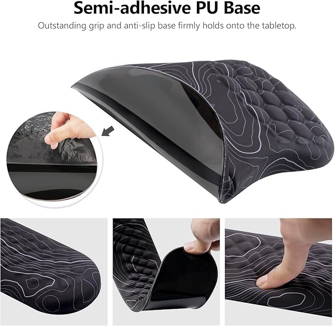 Mouse Pad Wrist Support, Laokiiy 2 in1 Keyboard Wrist Rest+ Ergonomic Mouse Pad, Non-Slip Wrist Rest for Computer Keyboard, Made Easy Typing & Relieve Wrist Pain(Black White)