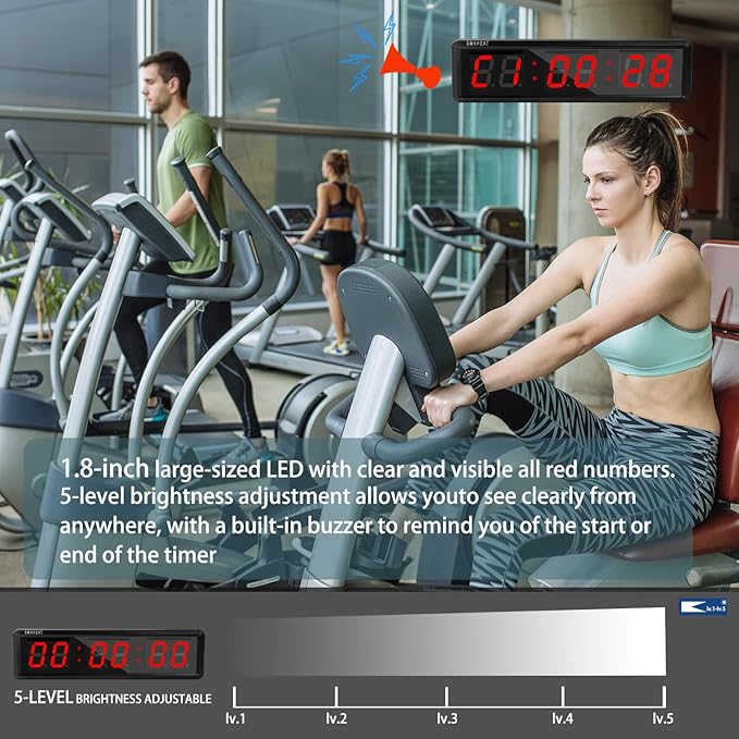 Fitness Timer with Stopwatch Button, Suitable for School/exam/Home Exercise/Gym/Gym SMAHEAT Electronic Fitness Timer (1.8-inch Data PC synchronous Transmission Model)