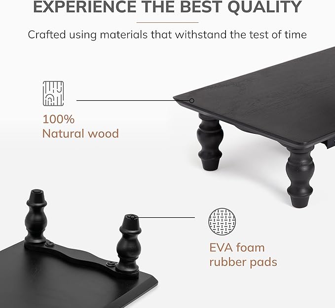 Anji Mountain Monitor Stand - Desktop Organizer & Laptop Riser, Ergonomic Monitor Riser, Space-Saving Monitor Stand for Desk, Durable Construction, Easy Assembly, Ideal for Home & Office,Black