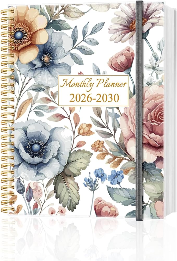 2025-2030 Monthly Planner - 64 Month PLanner Calendar from September 2025 to December 2030, Flexible Cover, Inner Pocket, 8.5" x 11", Perfect for Home | School | Office, Colorful Large Flower
