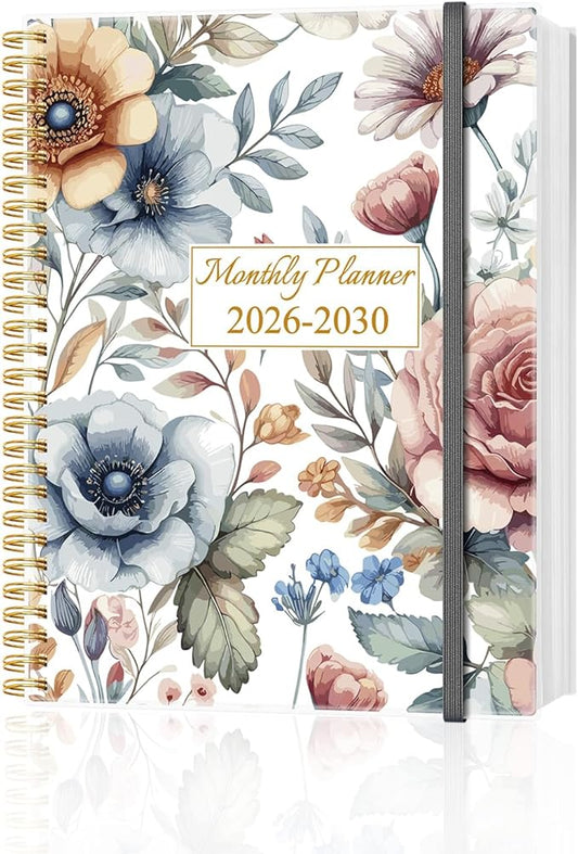 2025-2030 Monthly Planner - 64 Month PLanner Calendar from September 2025 to December 2030, Flexible Cover, Inner Pocket, 8.5" x 11", Perfect for Home | School | Office, Colorful Large Flower