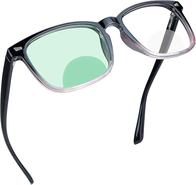 YEIN Bifocal Reading Glasses with Blue Light Blocking Lenses, Bifocal Reader for Women and Men, Vintage Square frame with Spring Hinge (+0.75/+3.25 magnification)