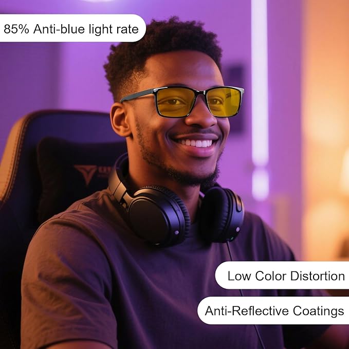 ANDWOOD Blue Light Blocking Glasses Men Women Computer Filter Large Frame Bluelight Blocker Anti Blue Ray Lightweight AR002