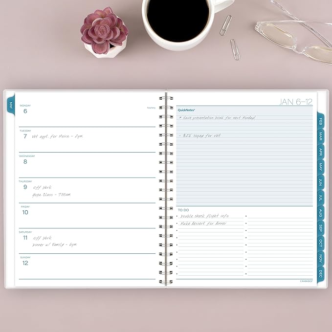 Cambridge 2025 Planner, Weekly & Monthly, 8-1/2" x 11", Large, Glacier (1727-905-25)