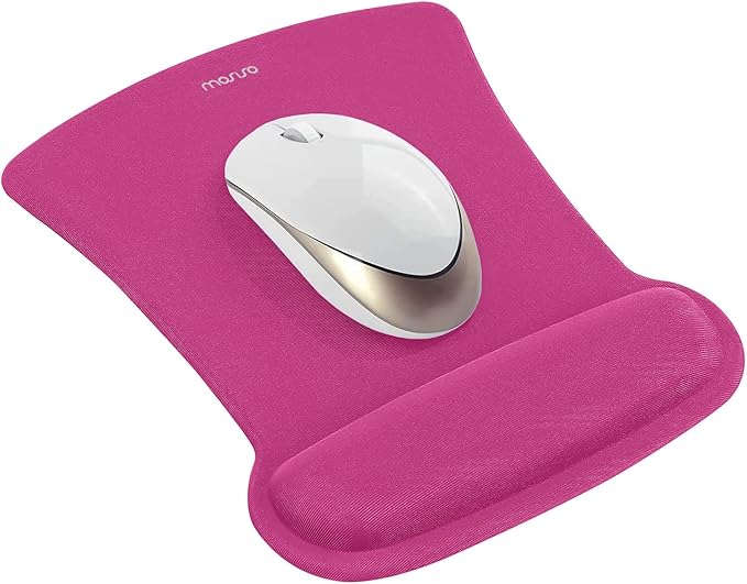 MOSISO Wrist Rest Support for Mouse Pad & Keyboard Set, Ergonomic Mousepad Non-Slip Base Home/Office Pain Relief & Easy Typing Cushion with Neoprene Cloth & Raised Memory Foam, Rose Red