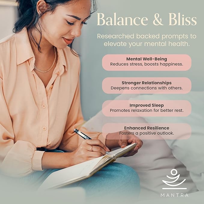 Gratitude Journal For Women & Men - Mental Health, Self Love & Self Care Journal - Pink - 5.8" x 8.3" - Mantra Planner