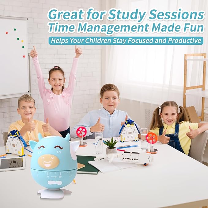 Mechanical Kitchen Timer, Cute Wind Up 60-Minute Manual Countdown for Kids, Classroom, Home, Study and Cooking