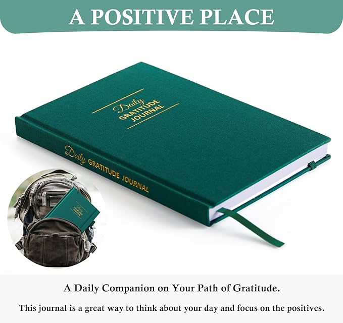 Gratitude Journal with 4 Inspirational Stickers: Undated Daily Gratitude Journal for Women and Men - More Happiness, Affirmation, and Mindfulness in A Few Minutes with Prompts & Quotes (Green)