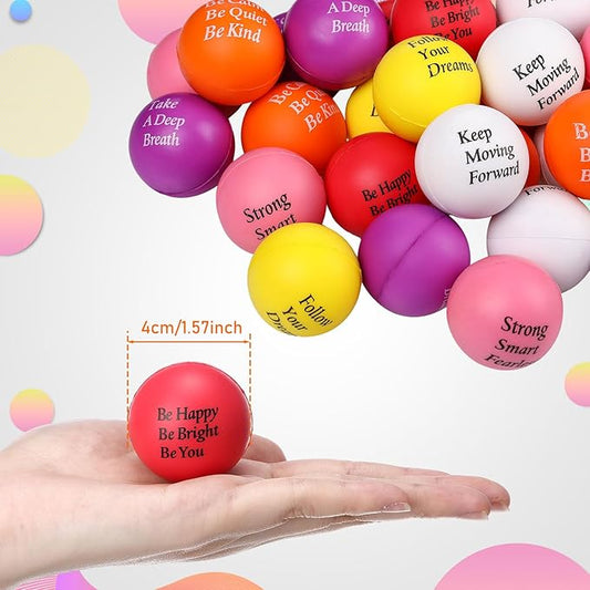 Aoriher 36 Pcs Motivational Stress Balls Colorful Stress Balls Bulk Quotes Inspirational Funny Foam Toys Hand Exercise Gifts for Office Small Toys for Motivating Supply(Vivid Color)