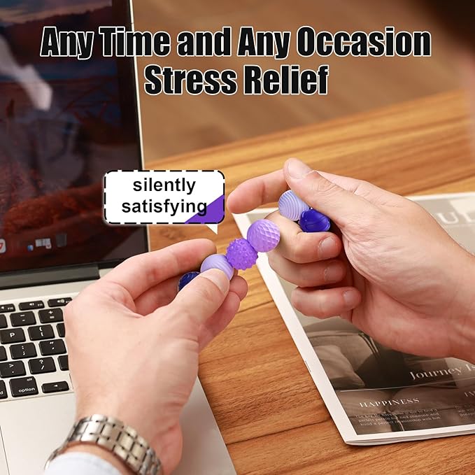 Silicone Magnetic Balls, Fidget Toys, 12-Pack Stress Relief Toys for Adults, Teens, Sensory Toy for Fingers Hands, Quiet Office Desk Toys with Textures, Magnet Fidget Fun Gift (2 Pack(Green+Purple))